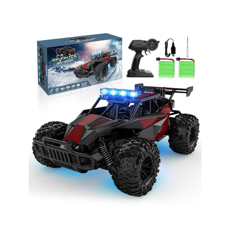 Remote Control Car - 2.4GHz High Speed 33KM H RC Cars Toys, 1:12 RC Monster Trucks Offroad Hobby RC Truck Toys With LED Headlight And Rechargeable Battery Gift For Adults Boys 8-12 Kids