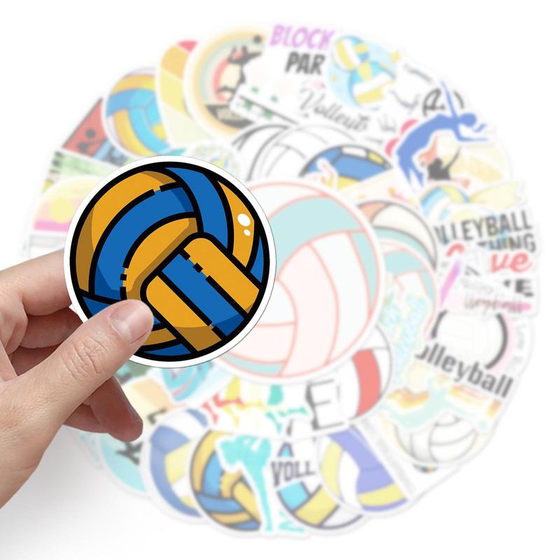 50pcs Volleyball Pattern Stickers, Creative Multi-purpose Stickers, For DIY Craft Decoration And Hand Account