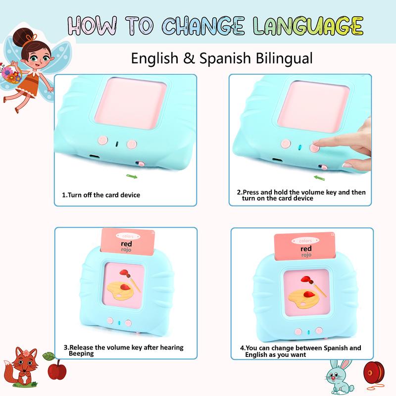 FREE TO FLY Toys Spanish English Gifts: 385 Sight Words Spanish English Talking Flash Cards for Montessori Toys Speech Toy Spanish Learning