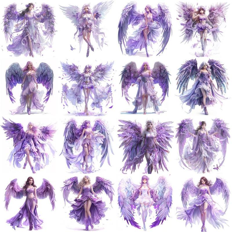 Angel Girl Pattern Sticker, 20pcs set DIY Decorative Sticker, DIY Decals for Scrapbooking, Journaling, Gift Wrapping, Greeting Cards, DIY Crafts Projects