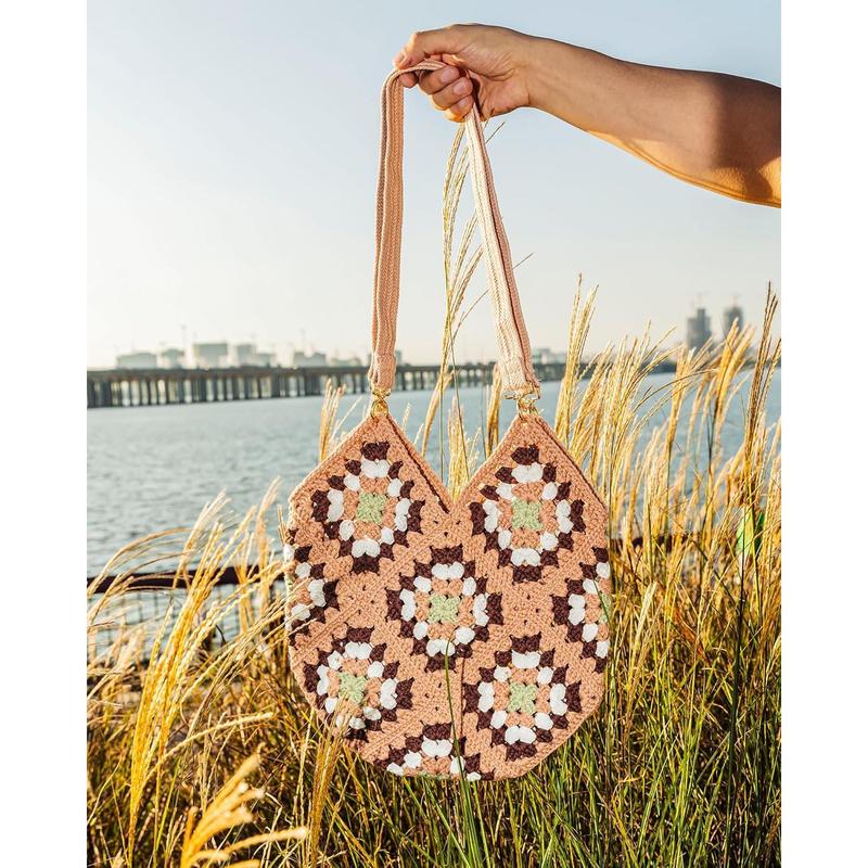 Crochet Kit for Beginners, Crochet Bag Starter Kit with Step-by-Step Video Tutorials, Granny Square Crochet Tote Bag Set, Knitting Kit Including Yarn, Crochet Hook, Cookies