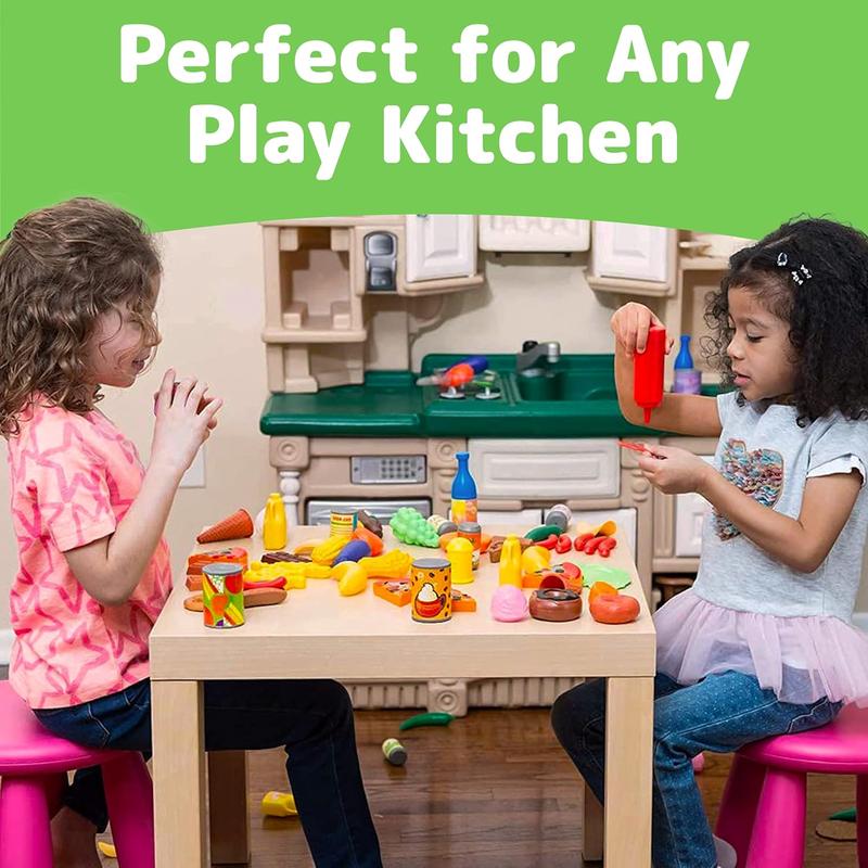 Chrismas 122 Piece Pretend Play Food Set for Kids - Toy Food for Kids Kitchen Set, Pretend Play Kitchen Food, Kids Kitchen Accessories Set