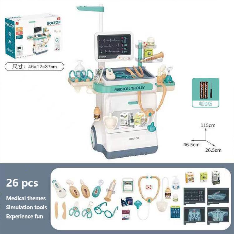 Doctor Kit for Kids 3-5 Years Old - 26 Piece Pretend Play Toys Toddler Mobile Medical Cart with Sound and Light Functions Perfect for Christmas Birthday Gift，Role-playing toy simulation medical equipment treatment table stethoscope and medical toy set