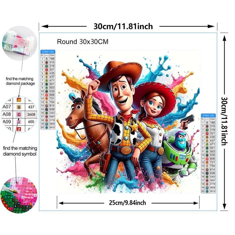 Toy Story Themed Cartoon Pattern DIY Diamond Arts Colorful Painting Kit without Frame, DIY 5D Diamond Art Painting for Home Bedroom Wall Decor