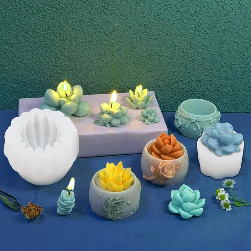 Cactus Design Candle Mold, 9 Counts set 3D Resin Craft Mold, DIY Decorative Ornament Mold For Home Decoration