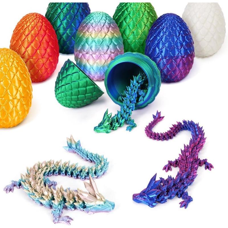 3D Printed Dragon Egg, Mystery Crystal Dragon Egg Fidget Toys Surprise, Easter Eggs Articulated Crystal Dragon Eggs with Dragon Inside (Laser Green)