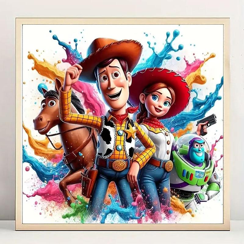 Toy Story Themed Cartoon Pattern DIY Diamond Arts Colorful Painting Kit without Frame, DIY 5D Diamond Art Painting for Home Bedroom Wall Decor