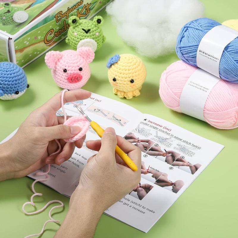 Animals Beginners Crochet Kits - Crochet Set for Starters Adult Kids with Step-by-Step Video Tutorials and Enough Yarns, Hook, Accessories