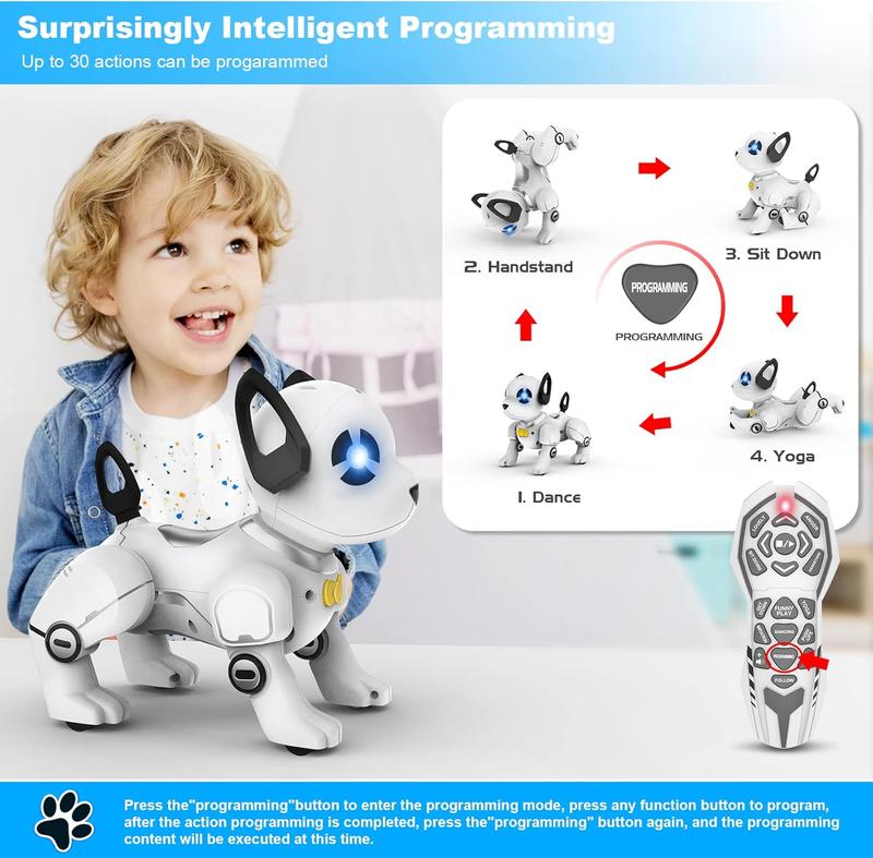 Remote Control Robot Dog Toy, RC Dog Programmable Smart Interactive Robotic Pets, RC Stunt Robot Toys Dog Imitates Animals Music Dancing Handstand Push-up Follow Functions for Boys Girls Toy