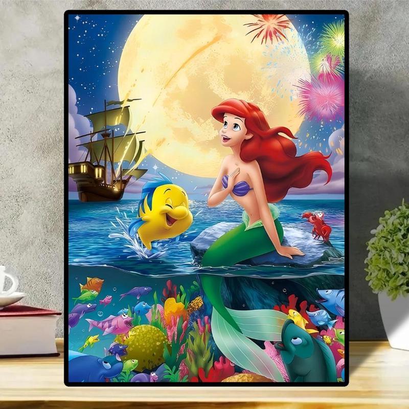 The Little Mermaid Pattern DIY Diamond Arts Colorful Painting Kit without Frame, 1 Set DIY 5D Diamond Arts Colorful Painting, Wall Art Decor for Home