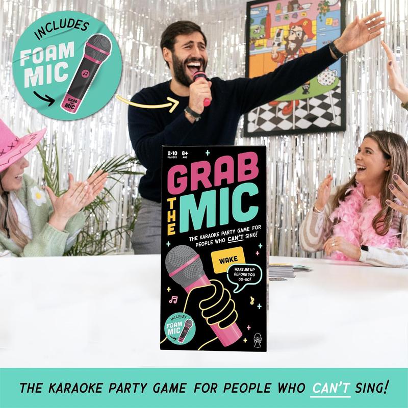 [FLASH HOLIDAY SALE] Lucky Egg Exciting Grab The Mic - The Family Karaoke 2-10 Players - Board Game for Bad Singers - 250 Lyric Cards for Fun Hilarious Games Night