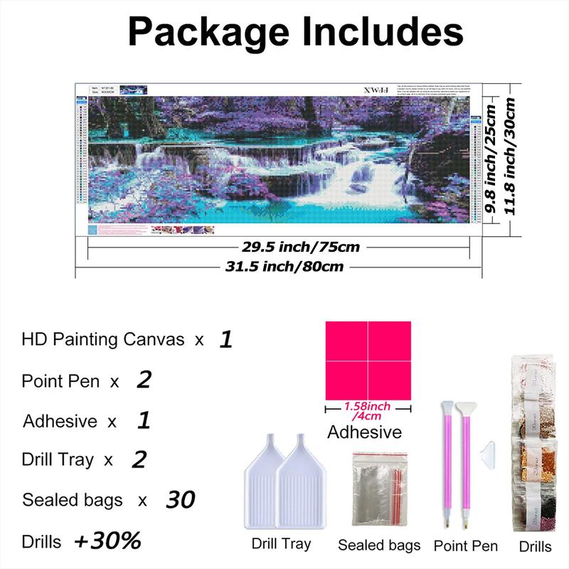 Floral Waterfall DIY Diamond Arts Colorful Painting Kit Without Frame, Waterfall Diamond Art Painting for Bedroom Living Room Office Home Decor