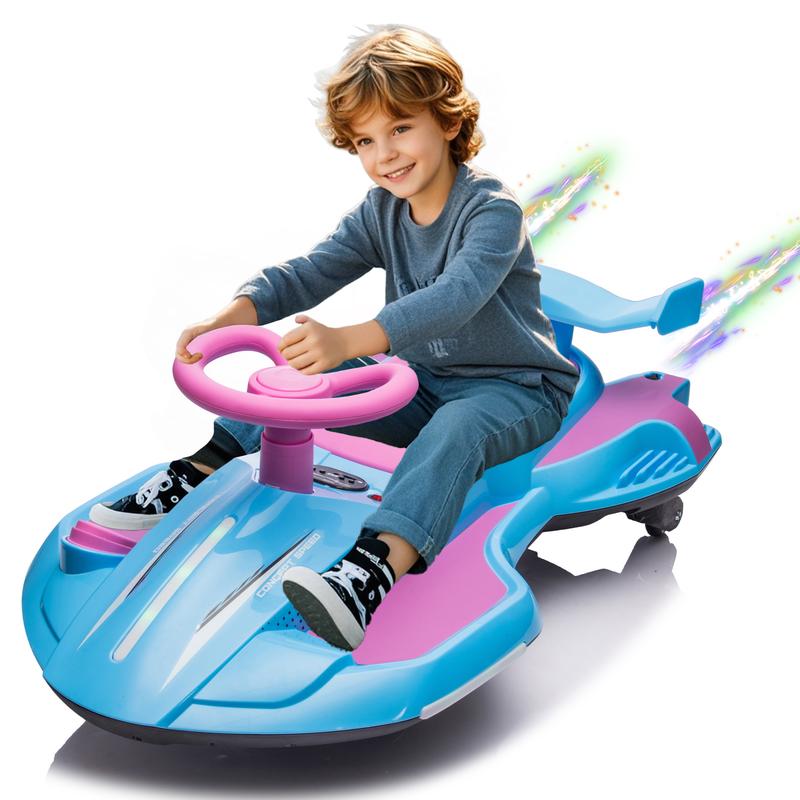 12V Kids Ride On Electric Toy,360 Degree Drift in place,Spray function,Front&Side Lights design,USB MP3,Bluetooth,Music, 3.73-4.35 MPH,Easy installation,Ultimate cool operation for Kids Aged 3+