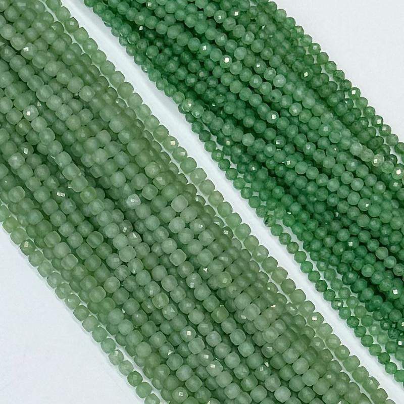 Natural Green Aventurine Gemstone Cube Faceted Beads Tiny Loose Beads Square Faceted Beads For DIY Jewelry Making Desig Handmade Crafts Bracelet, Necklace, Earrings AAAA Quality 15.5 Inches Long, Semi Precious Stone, Spacer beads