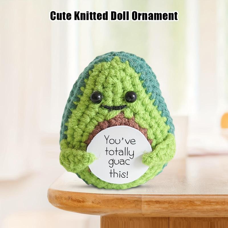 Cute Avocado & Potato Design Crochet Toy Ornament, 1 Count Handmade Positive Potatoes Knitted Doll Ornament, Decorative Doll Toy for Birthday Gift