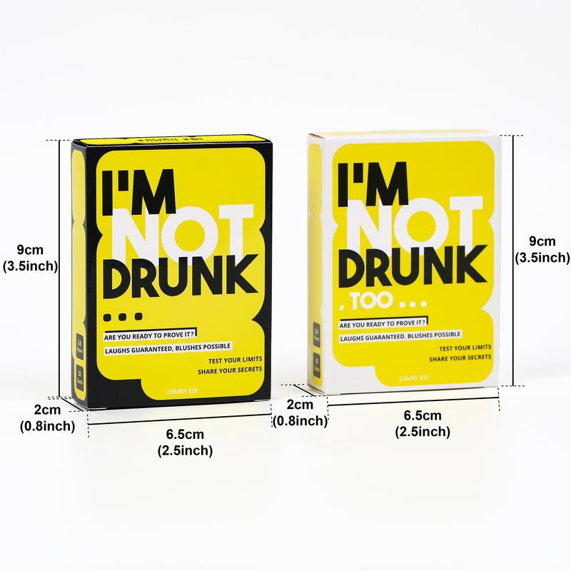 I'm Not Drunk & Too Drinking Game Set, 2 Boxes Party Drinking Game Card, Hilarious Unforgettable Drinking Card Game, Share Your Secrets, Laughs Guaranteed, Test Your Limits, Party Game Supplies