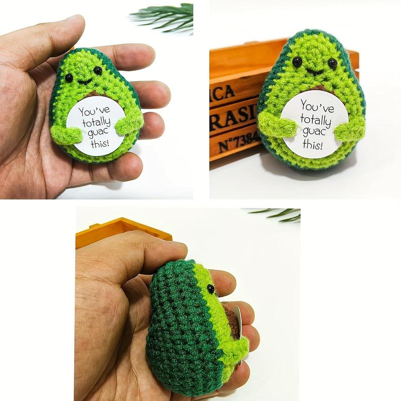 Cute Avocado & Potato Design Crochet Toy Ornament, 1 Count Handmade Positive Potatoes Knitted Doll Ornament, Decorative Doll Toy for Birthday Gift