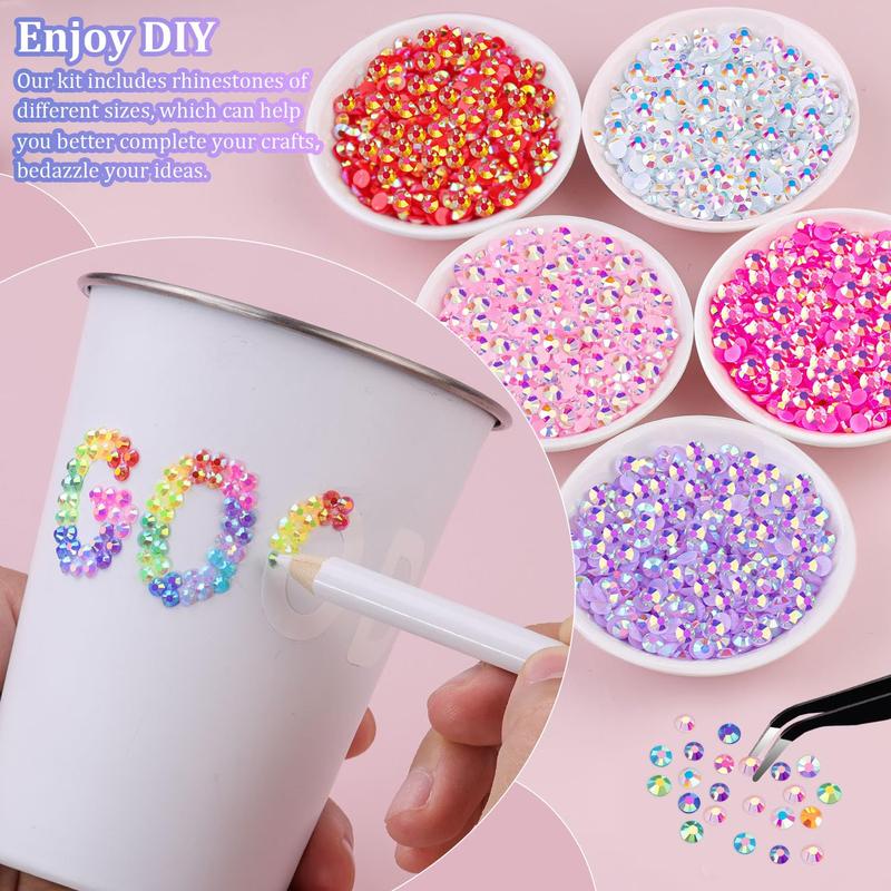 18000Pcs Resin Jelly Rhinestones for Crafting, Multicolor 3mm Flatback Rainbow Gems, Bedazzling Crystal with 3Pcs 10ml B7000 Jewelry Glue for DIY Crafts...