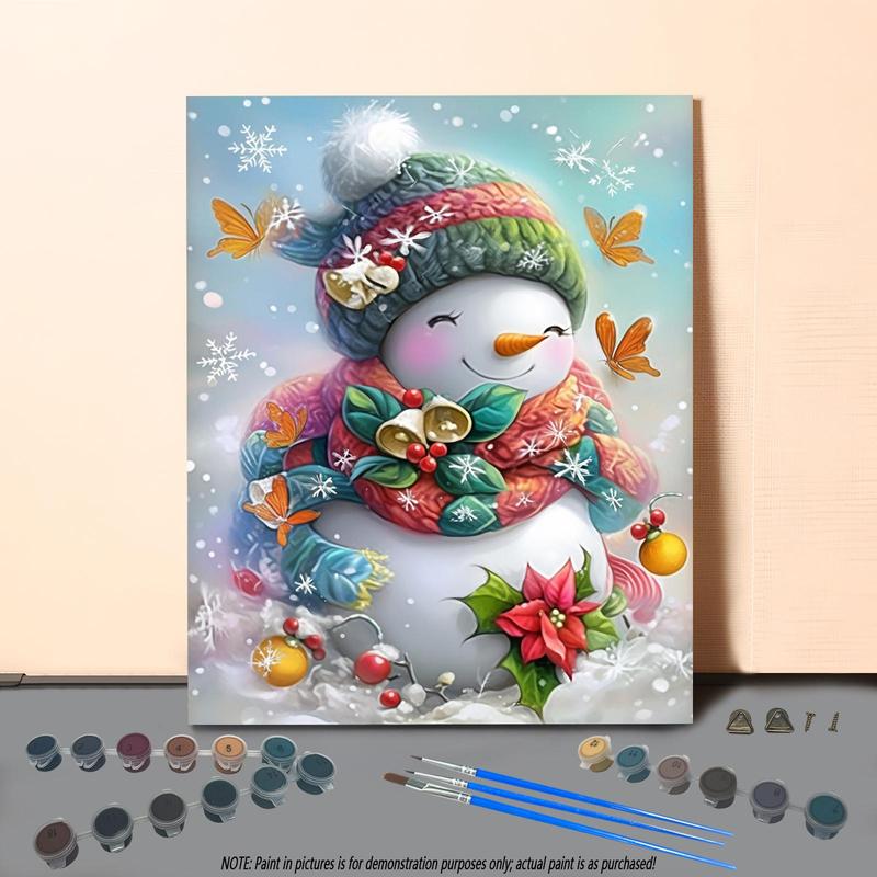 Snowman Pattern DIY Painting By Numbers Kit, 1 Set DIY Paint By Numbers Kit without Frame, DIY Wall Art Painting for Home Bedroom Living Room