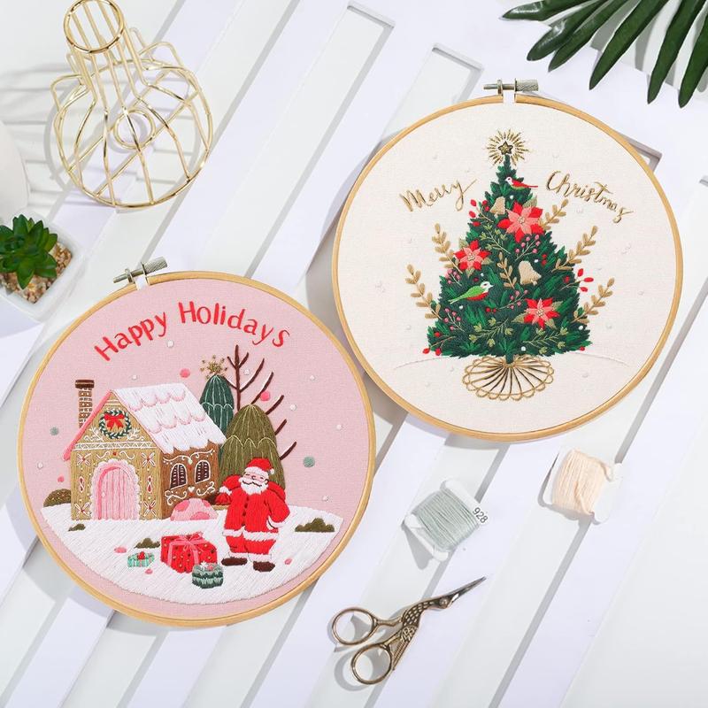 3 Pack Embroidery Kit for Beginners with Pattern, Cross Stitch Kits for Adults with Instructions,Needlepoint Kits for Adults Include 1 Embroidery Hoops,Color Threads and Needles(Cat)