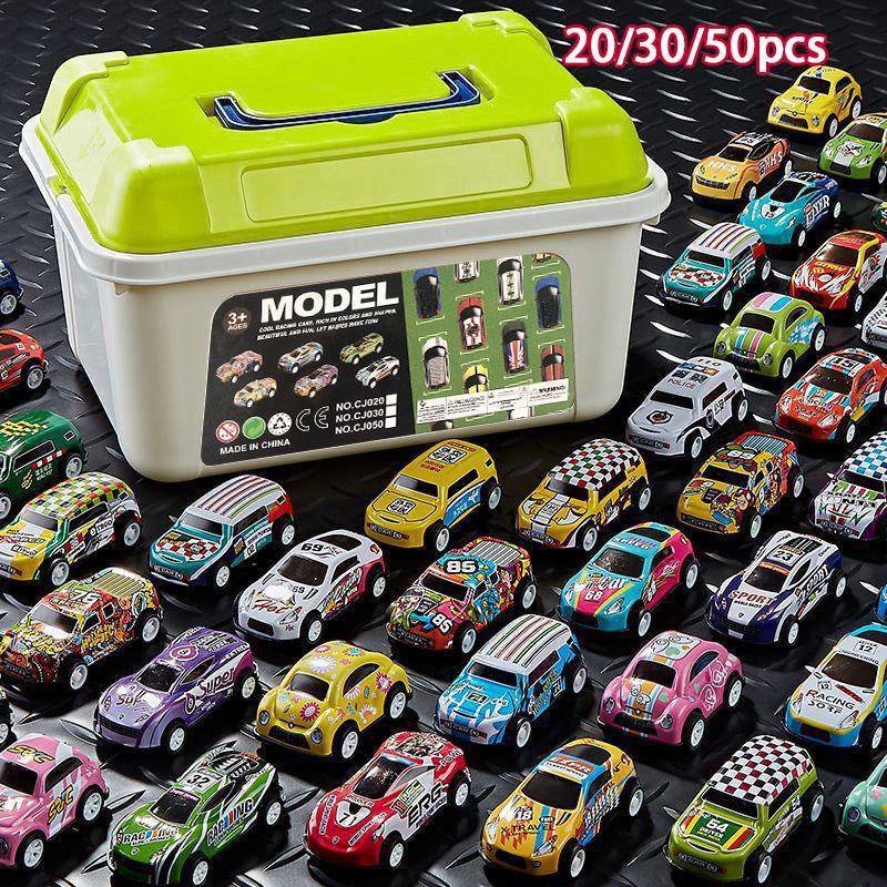 Random Car Toy with Storage Box, 20 30 50pcs Pull Back Car Toy, Classic Car Model Toy, Mini Toy Race Cars, Birthday Gifts