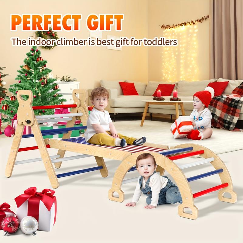 Indoor Climbing Toys, Multifunction Pikler Triangle and Arch with Ramp, Arch Playground Set, Montessori  Toys ,Christmas gift