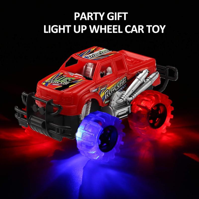 MAPIXO 4 Pack 4 Colors Monster Truck Set with Light Up Flashing LED Wheels, Best Gift for Boy and Girl Age 3+ Years Old. Push n Go Car, Monster Car Toy for Kids Child Toddler Birthday Party Favors