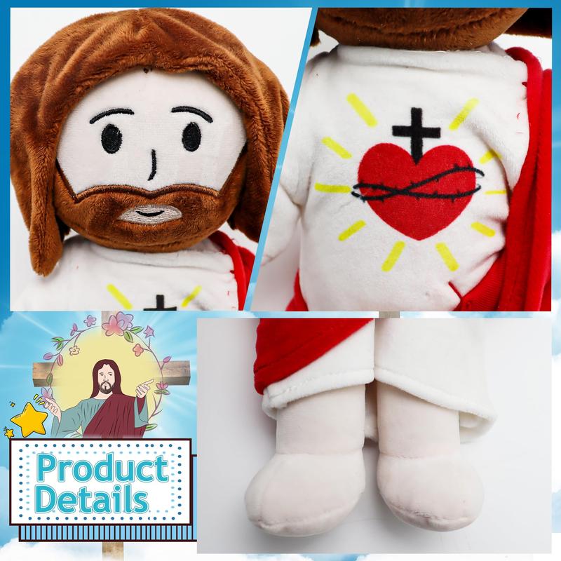 Yelakey Sacred Heart of Jesus Plush Toys Stuffed toys plushies for kids children,  Lovely Religious Gift, Christian Baptism Gift, Thanksgiving Christmas Gift