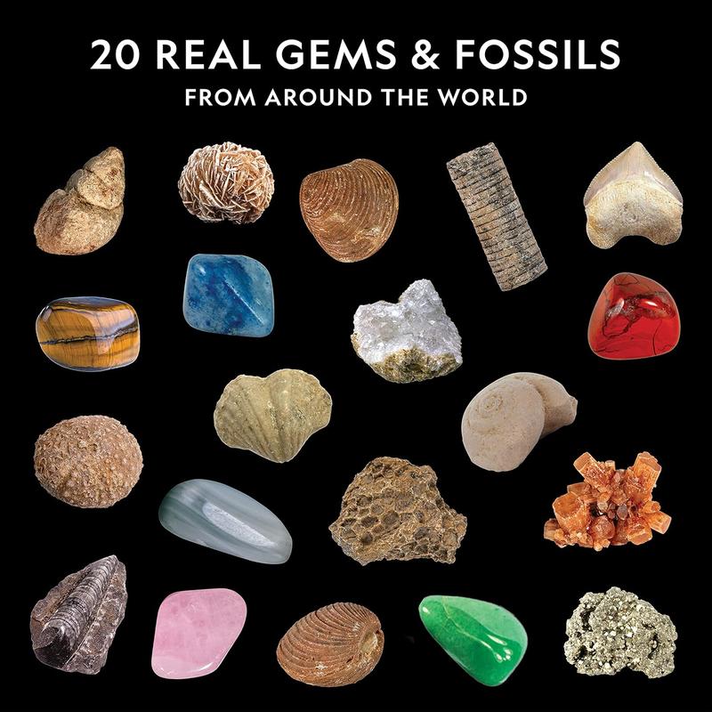 NATIONAL GEOGRAPHIC Rock Collection Box for Kids – 300 Piece Gemstones and Crystals Set Includes Geodes and Real Fossils, Rocks and Minerals Science Kit for Kids, A Geology Gift for Boys and Girls