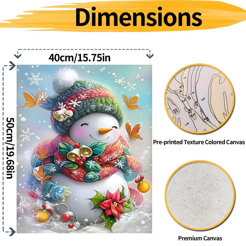 Snowman Pattern DIY Painting By Numbers Kit, 1 Set DIY Paint By Numbers Kit without Frame, DIY Wall Art Painting for Home Bedroom Living Room