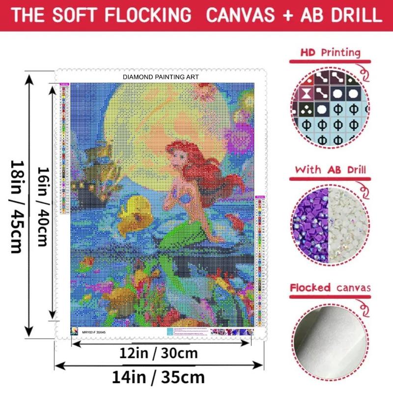 The Little Mermaid Pattern DIY Diamond Arts Colorful Painting Kit without Frame, 1 Set DIY 5D Diamond Arts Colorful Painting, Wall Art Decor for Home