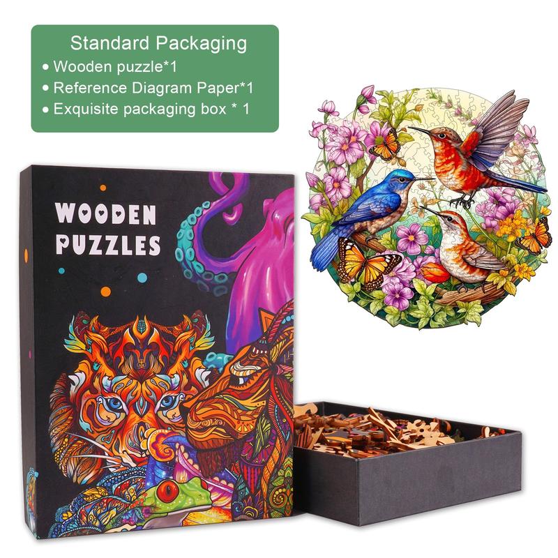 Birds And Butterflies Wooden Jigsaw Puzzle