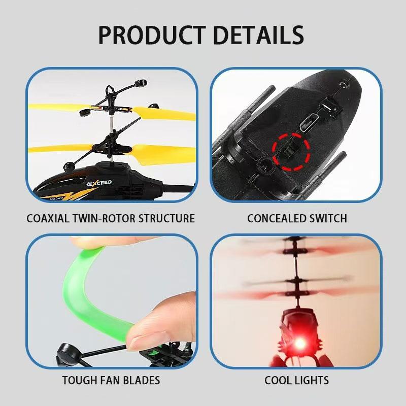 LED - lit Outdoor Mini Helicopter, Infrared - sensed, Flashing, Remote - controlled, Crash - resistant Hovering Sensing Aircraft, USB - rechargeable Toy