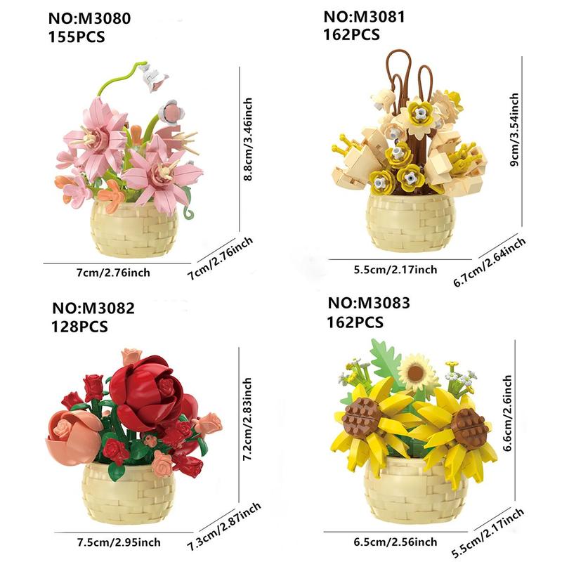 Artificial Flower Building Blocks, 1 Count Creative Flower Building Blocks, DIY Creative Puzzle Building Blocks, Home Decoration Ornaments