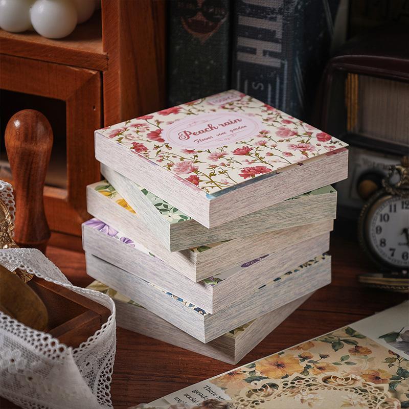 Vintage Flower Pattern Material Paper (100pcs pack), Scrapbooking & Journal Making Paper, DIY Decorative Paper for Scrapbooking & Journal Making