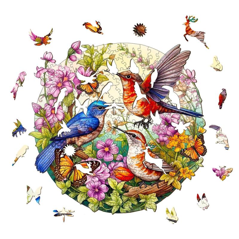 Birds And Butterflies Wooden Jigsaw Puzzle