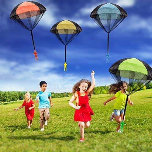 Parachute Toy, Tangle Free Throwing Army Toy Parachute, Outdoor Children's Flying Toys, No Battery nor Assembly Required (4 Counts Set) (A)