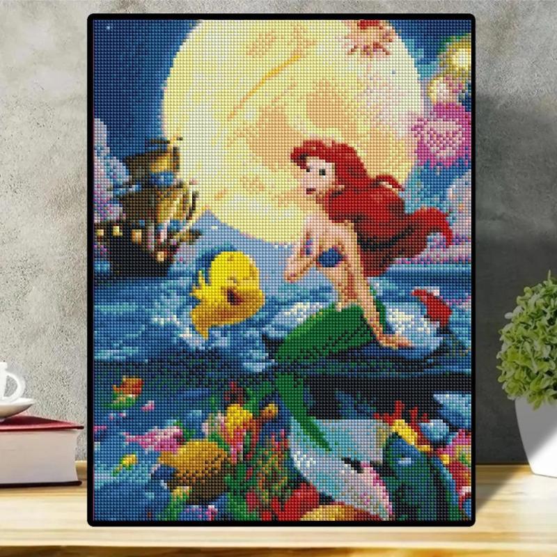 The Little Mermaid Pattern DIY Diamond Arts Colorful Painting Kit without Frame, 1 Set DIY 5D Diamond Arts Colorful Painting, Wall Art Decor for Home