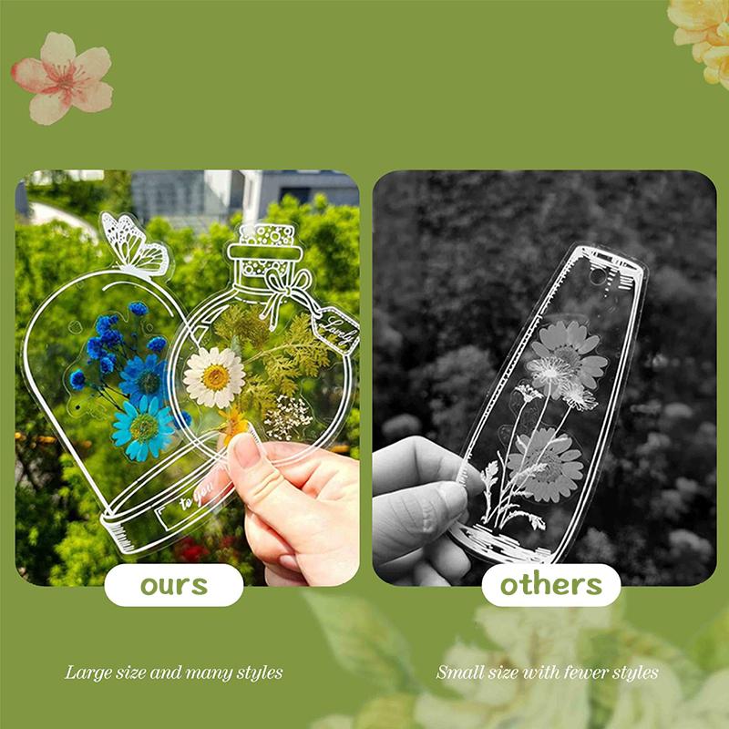 40 Counts DIY Bookmarks Transparent Dried Flower Handmade Transparent Leaves Collection of Spring Bottle