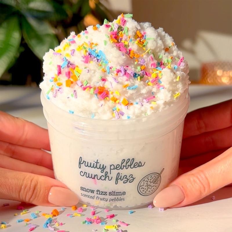 Fruity Pebbles Crunch Fizz • White Snow Fizz Slime • Fruity Pebbles Scented Slime