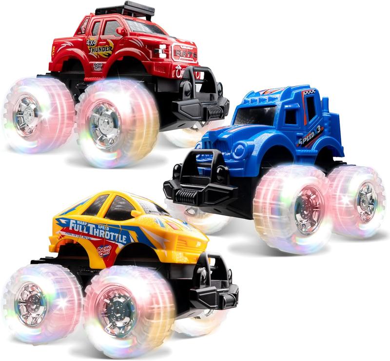 Christmas gift  3 Pack Light Up Monster Trucks for Boys and Girls - Motion Activated Light-Up Cars for Toddlers