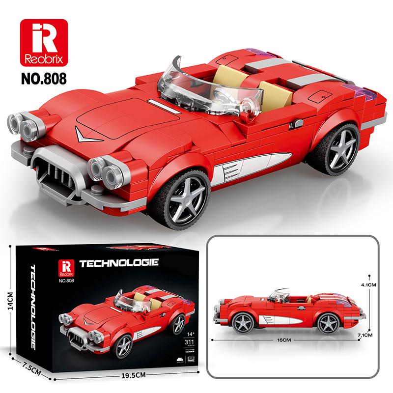 Reobrix C1 Classic Vintage Sport Car Building Set, Super Race Vehicles Building Toy Birthday for Kid Aged 6+. (311PCS)