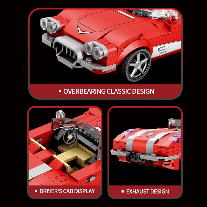 Reobrix C1 Classic Vintage Sport Car Building Set, Super Race Vehicles Building Toy Birthday for Kid Aged 6+. (311PCS)