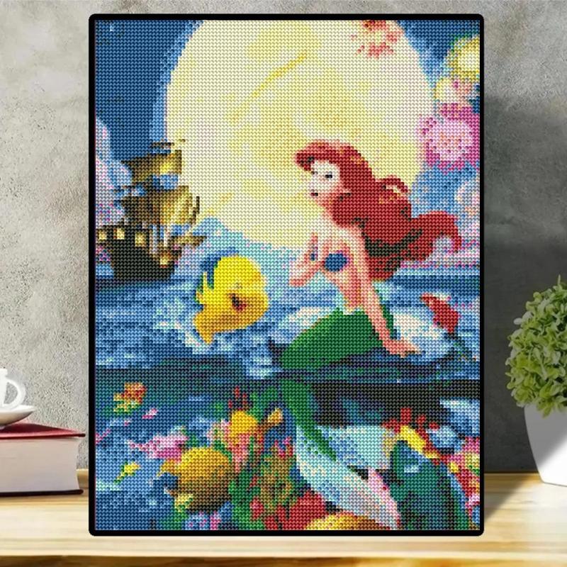 The Little Mermaid Pattern DIY Diamond Arts Colorful Painting Kit without Frame, 1 Set DIY 5D Diamond Arts Colorful Painting, Wall Art Decor for Home