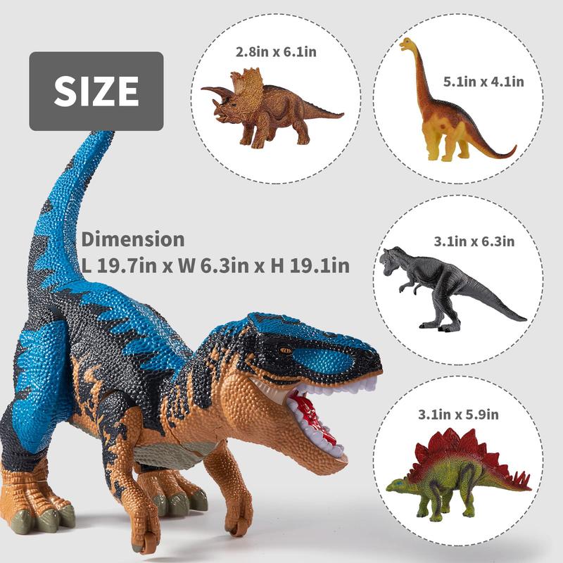 Christmas GiftLarge Dinosaur Toys , Jumbo Tyrannosaurus Rex with Mist Spray, Lights and Sounds, One Big T-rex Stored 4 Dinosaurs and 6 Mini Dinos