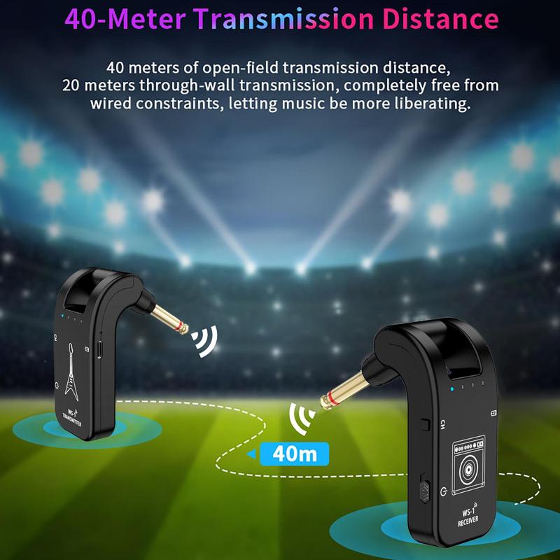 2.4G Wireless Guitar Transmitter Receiver, Wireless Audio Transmission Device, Musical Instrument Accessories for Guitar, Bass, Trumpet, Stocking Fillers Gift