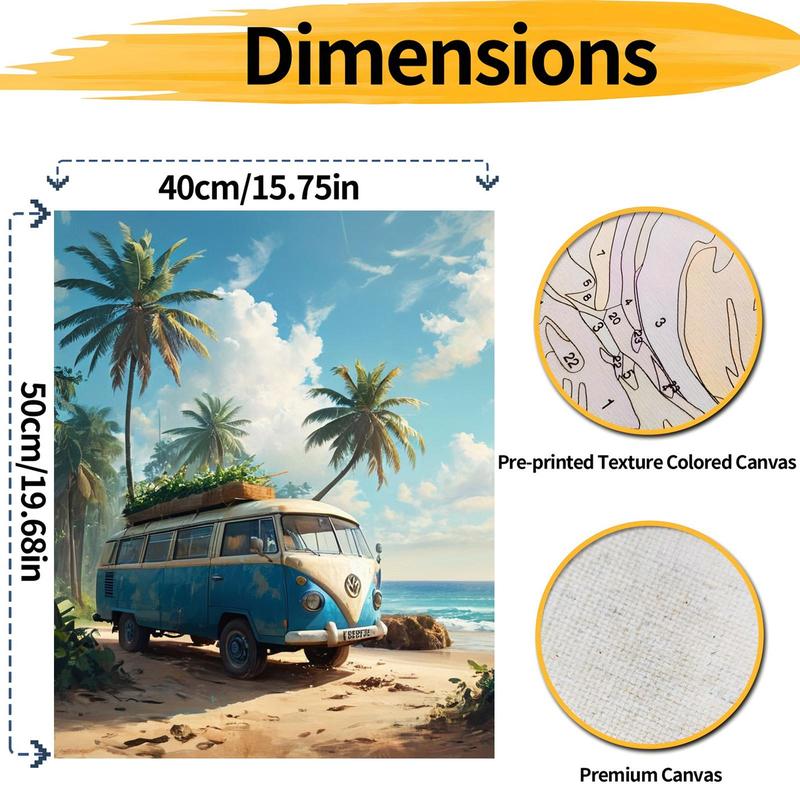 Beach Scene Pattern DIY Painting By Numbers Kit Without Frame, 1 Set DIY Paint By Numbers Kit, Wall Art Decoration for Home Living Room Bedroom