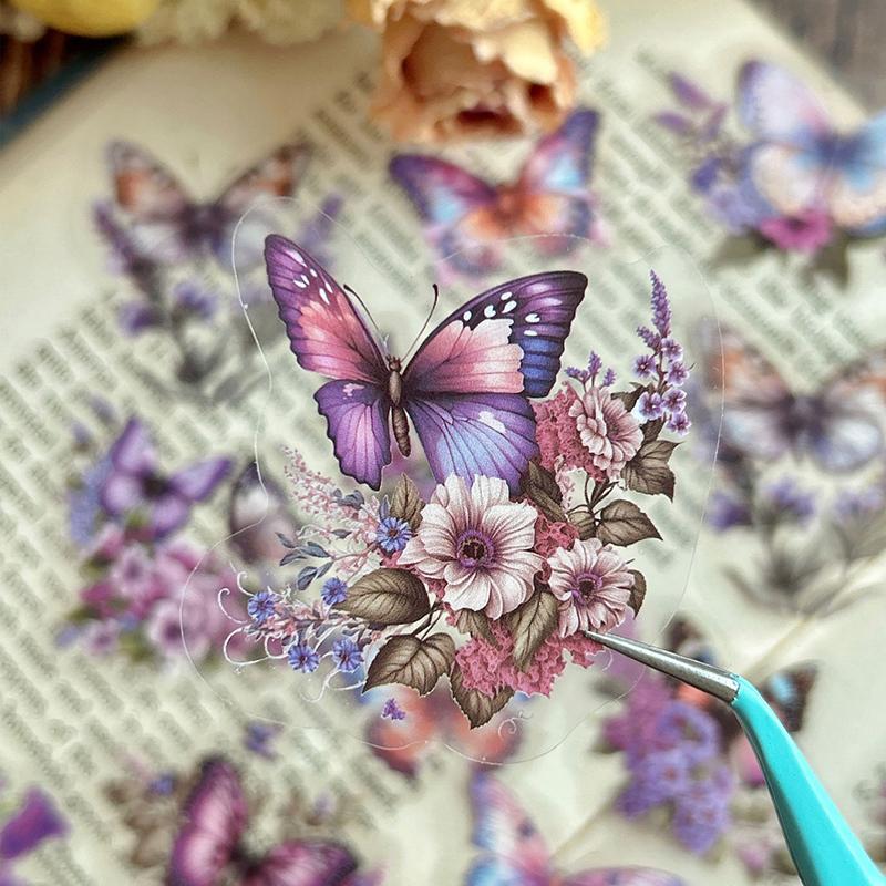 Butterfly Pattern Sticker, 30pcs pack Scrapbooking & Journal Making Material Paper, DIY Decorative Sticker For Stationery Computer Water Bottle