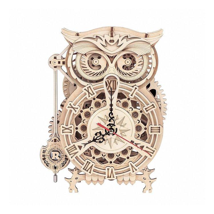 ROKR 3D Wooden Puzzle for Adults Owl Clock Model Kit Desk Clock Home Decor Unique Gift for Kids on Birthday Christmas Day