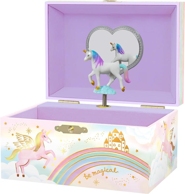 Giggle & Honey Musical Unicorn Jewelry Box for Girls - Kids Jewelry Box with Spinning Unicorn, Unicorn Gifts for Girls, Unicorn Toys - 6 x 4.7 x 3.5 in